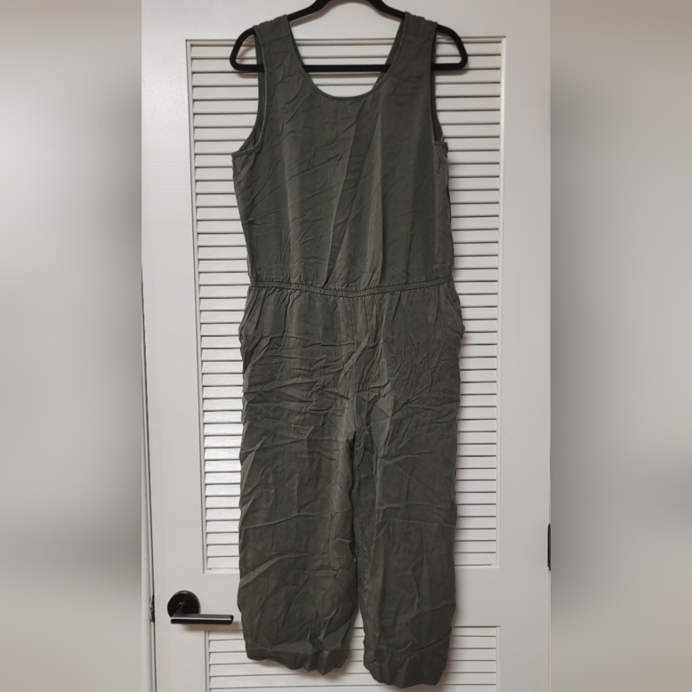 Daily Ritual - (Plus- Size) Olive Green Bohemi Jumpsuit W Pockets & Back Zipper